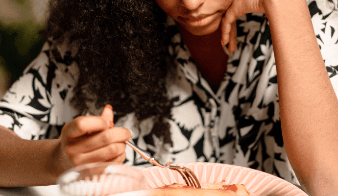 upset woman representing post on missing eating disorders in your practice