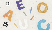 A collage of different colored letters and toys, signaling different kinds of speech therapy games online